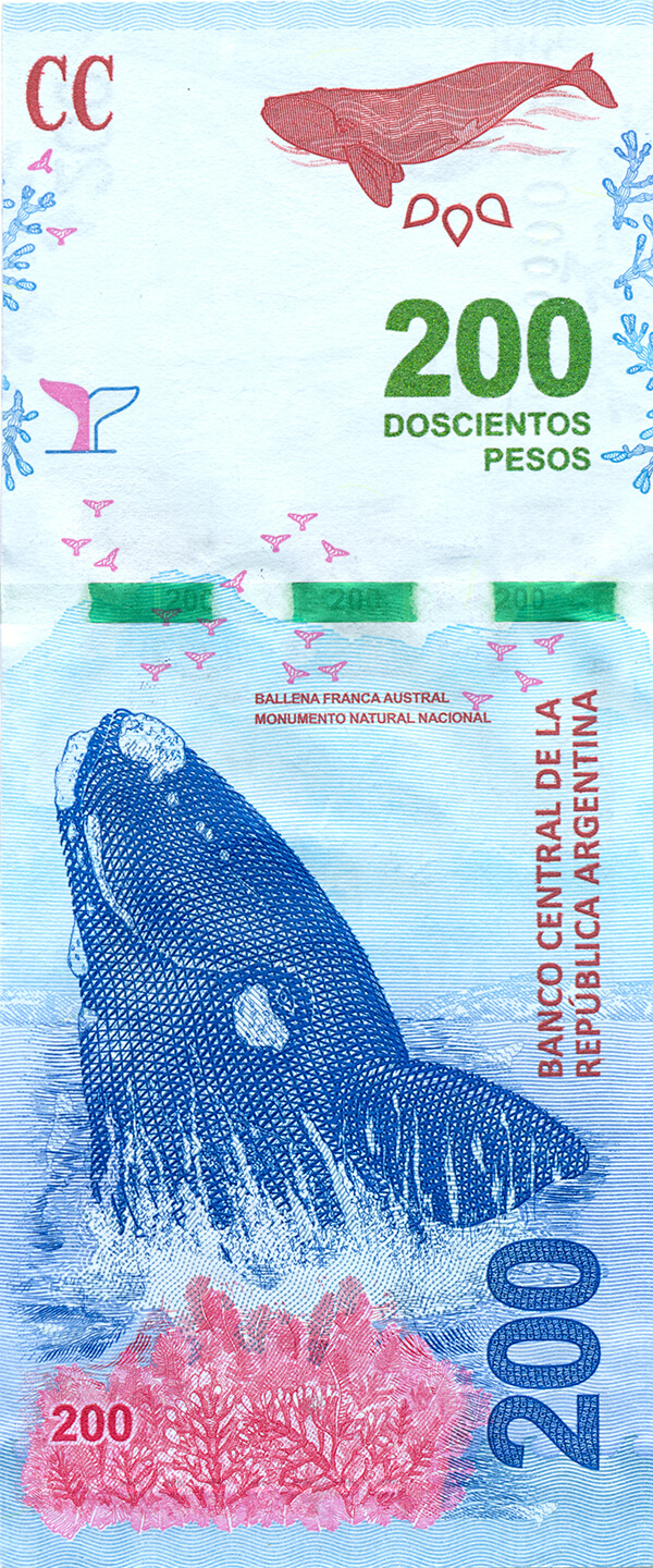 Billete de 200 pesos argentinos. Foto: Wikimedia Commons.